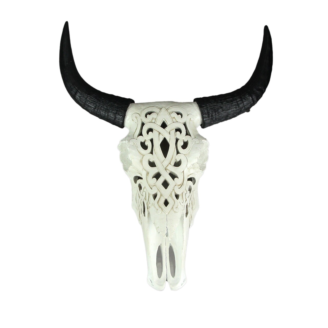 Tribal Steer Skull Cut-Out Design Wall Hanging 19 Inches High
